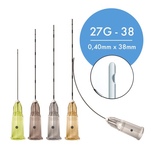 Microcânula Slim Fabinject 27G-38 (0,40mm x 38mm) - Caixa com 10 unidades